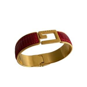 Gucci Authentic Red Leather Bangle Bracelet 8 Inch